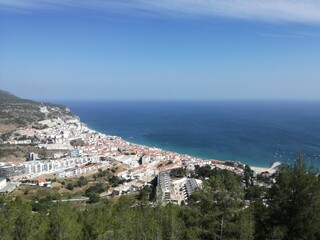 Fototapeta premium view from the top of the hill, Sesimbra, Portugal
