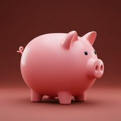 Obraz premium Pink Piggy Bank on Red Background