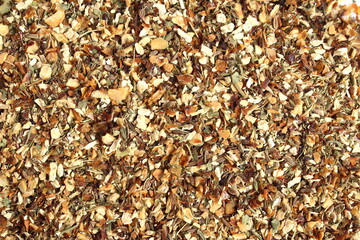Texture of dry spices of different crushed types.
