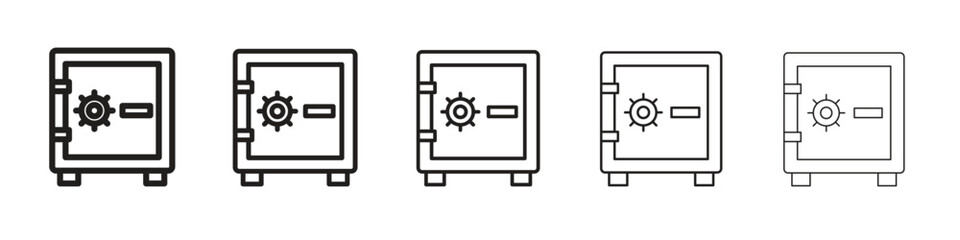 Safe icon in thin to bold stroke versions on white background