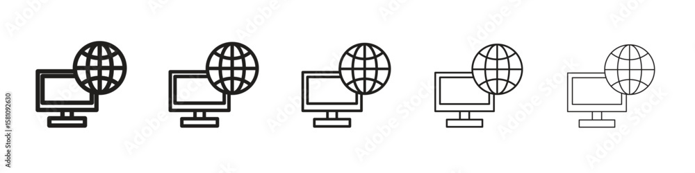 Poster remote access icon in thin to bold stroke versions on white background