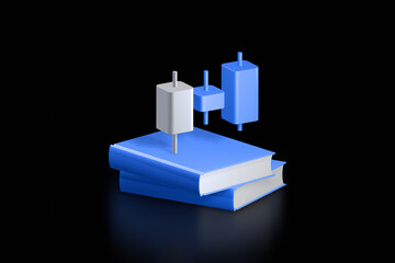 3d candlestick chart Financial Success Stock Market Investment Trading  Education Training isolated on black background