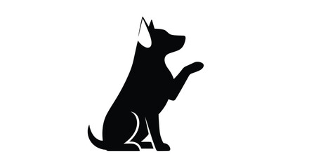 Friendly Black Silhouette Dog Giving A Paw For A Treat Or A Game Of Fetch