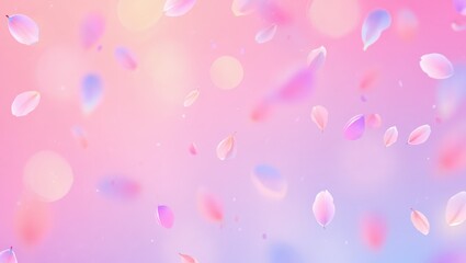 Delicate Pink and Purple Petals Falling Softly with Bokeh