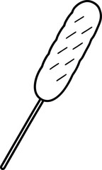 Corn Dog on Stick Line Drawing on White Background