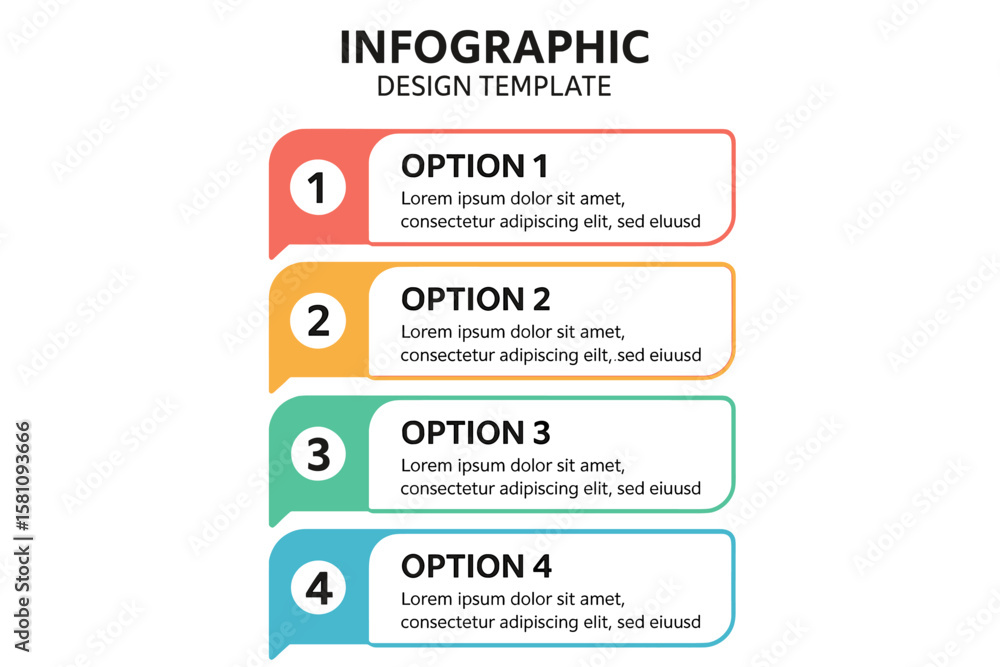 Aufkleber infographic template featuring vector design with four distinct options or stages