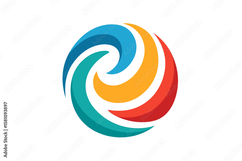 Aufkleber global sphere elements are represented by a swirl logo, an abstract spiral symbol, a twisted circle 