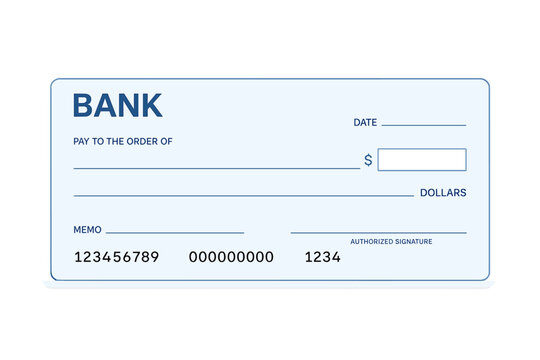 Blank bank check template and a fake cheque page mockup are available