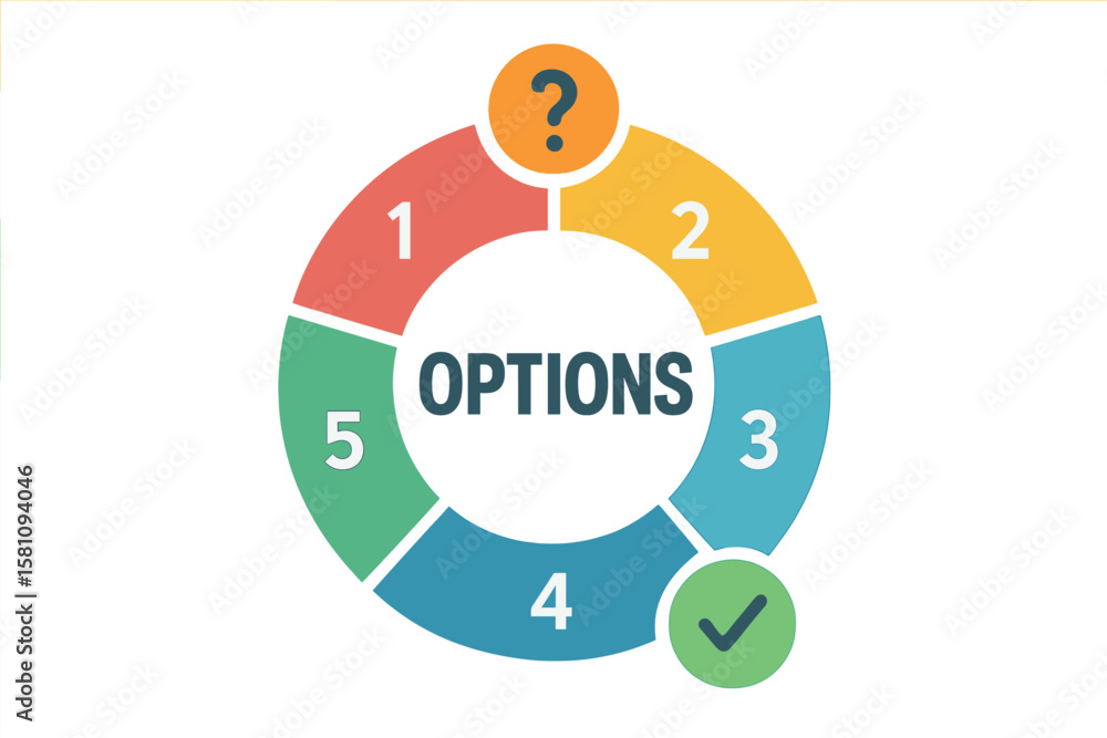 Poster infographic template featuring a vector circle with 5 distinct sections for business concepts