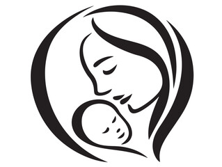 Heartwarming parent and child icon in outline form