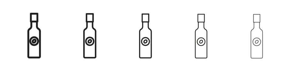 Olive oil icon in thin to bold stroke versions on white background