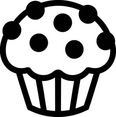 Black outline cupcake with dots white food