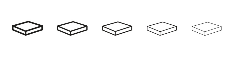 Mattress icon in thin to bold stroke versions on white background