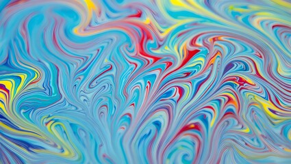 Obraz premium Vibrant swirling abstract pattern of blue red and yellow liquid colors