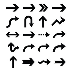 Arrow Icon Set – Black Vector Collection of Modern Directional Cursor Symbols