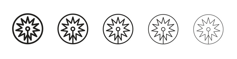 Laser beam icon in thin to bold stroke versions on white background