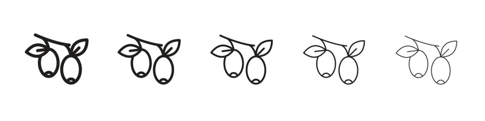 Jujube icon in thin to bold stroke versions on white background