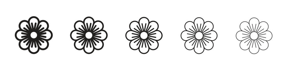 Hypericum icon in thin to bold stroke versions on white background