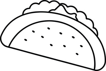 Vegan Taco Minimal Line Sketch on White Background