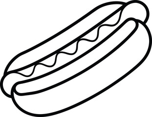 Vegan Hot Dog Line Drawing on White Background