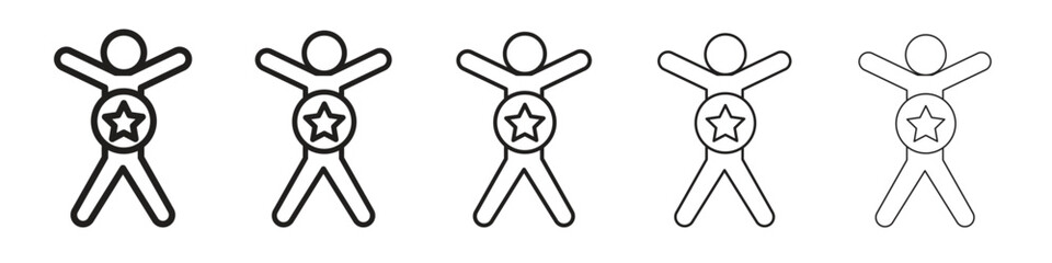 Good human icon in thin to bold stroke versions on white background