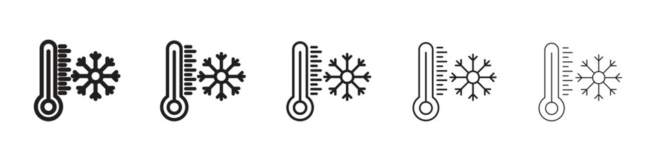 Cold icon in thin to bold stroke versions on white background