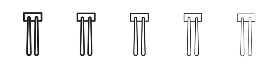 Chopsticks icon in thin to bold stroke versions on white background