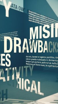 AI various drawbacks and challenges concept background looping animation. Vertical video.