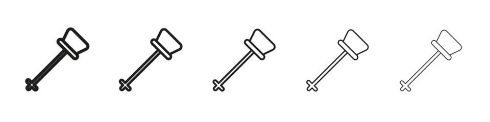 Car dipstick icon in thin to bold stroke versions on white background