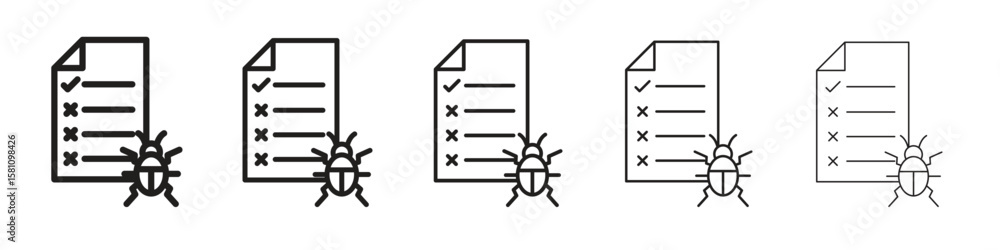 Poster bug report icon in thin to bold stroke versions on white background