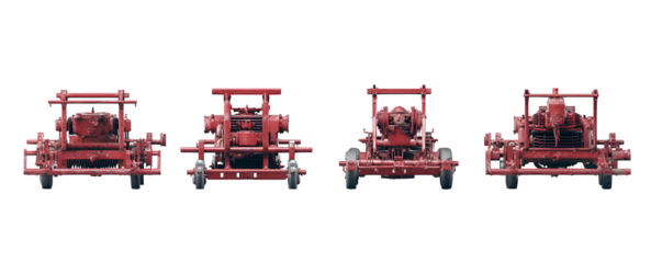 Photo-Realistic Isolated Studio-Lit Four rotary tillers arranged digital artwork, transparent background, ideal for presentations and print projects, premium resource, digital downloads