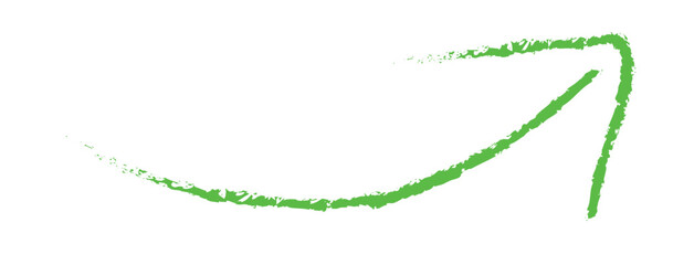 Hand Drawn Green Chalk Curved Arrow Pointing Right: Flow, Progress, and Emphasis Element
