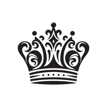 black and white crown vector logo