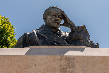Monument of Louis Pasteur in Jura, France. Outdoor Historical Statue.