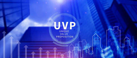 UVP, Unique Value Proposition symbol. Business and Unique Value Proposition concept, symbolizing strategic business planning and analysis.