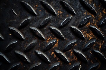 black metal scratched steel plate textured background Generative Ai