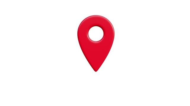 3d Animation of Red location pin. location pin on a colorful map background, GPS location pointer animated icon. map, and travel planning featuring red marker pins.