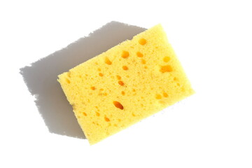 One dish sponge lies on a white isolated background.	