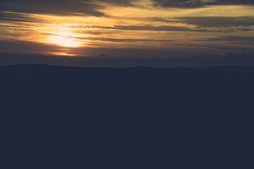 Dramatic scenic sunset landscape at Paracas National Reserve, Peru.