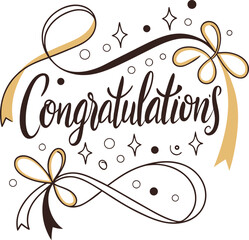 Golden Congratulations Calligraphy Typography with Sparkles