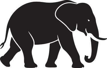 Fototapeta premium Elegant White Elephant Silhouette: Walking, Dark Background, Serene Mood