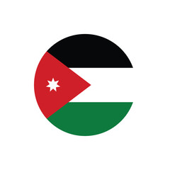 Jordan flag round button vector. Jordan national flag icon badge for independence day celebration PNG on transparent background. © create