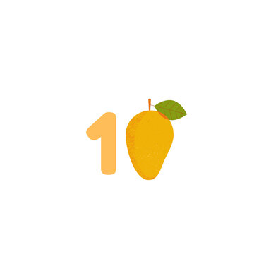 flat vector illustratior of number one and mango