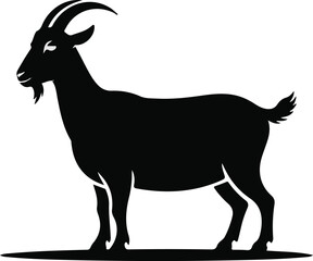 Silhouette of a Goat: Elegant, Minimalist Black and White Farm Animal Vector Graphic