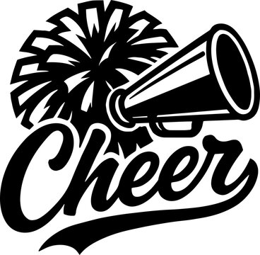 Cheerleader Megaphone With Pom Pom SVG Cut Files for Cricut & Silhouette
