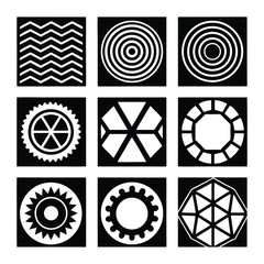 Fototapeta premium Nine Black and White Geometric Shapes Minimalist Matrix Abstract Vector Design Bundle