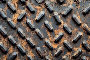 black metal scratched steel plate textured background Generative Ai