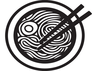 Minimal ramen bowl vector icon for food design