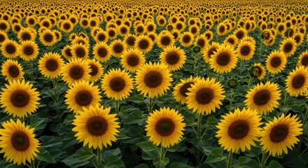 Vibrant Yellow Sunflower Field in Full Bloom