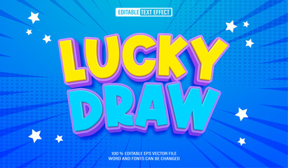 Editable 3d text style effect - Lucky Draw Cartoon text effect Template